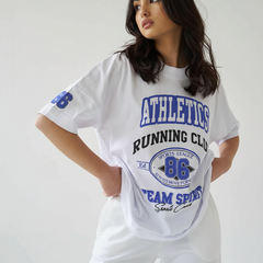 Athletics Running Club Oversized T-Shirt for Women – Sporty Streetwear Tee