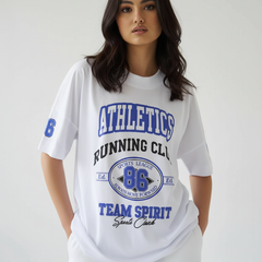 Athletics Running Club Oversized T-Shirt for Women – Sporty Streetwear Tee