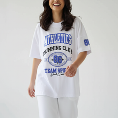 Athletics Running Club Oversized T-Shirt for Women – Sporty Streetwear Tee