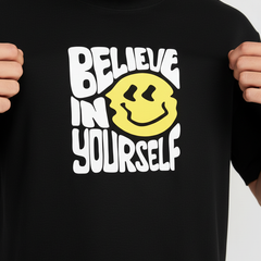 Believe In Yourself Oversized Streetwear T-Shirt – Black Graphic Tee | Unisex | 100% Cotton