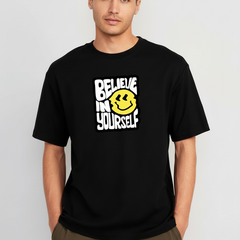 Believe In Yourself Oversized Streetwear T-Shirt – Black Graphic Tee | Unisex | 100% Cotton