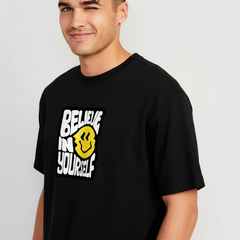 Believe In Yourself Oversized Streetwear T-Shirt – Black Graphic Tee | Unisex | 100% Cotton