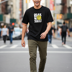 Believe In Yourself Oversized Streetwear T-Shirt – Black Graphic Tee | Unisex | 100% Cotton