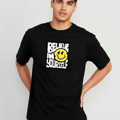Believe In Yourself Oversized Streetwear T-Shirt – Black Graphic Tee | Unisex | 100% Cotton