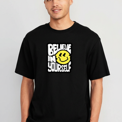 Believe In Yourself Oversized Streetwear T-Shirt – Black Graphic Tee | Unisex | 100% Cotton